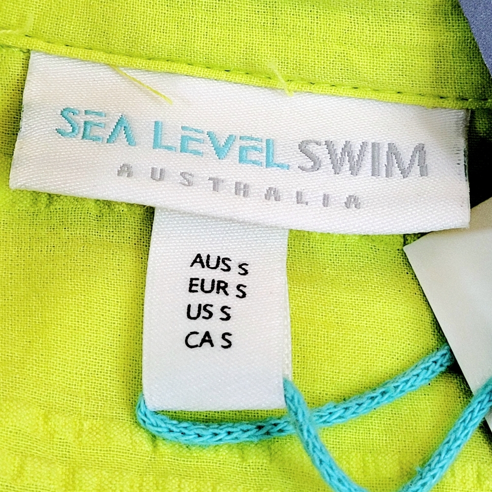 NWT SEA LEVEL SWIM AUSTRALIA Heatwave Cover Up Shirt In Citron Shimmer Small New - Picture 7 of 11